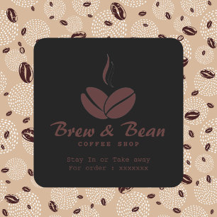 Calcomanía cuadrada del logotipo de la cafetería B