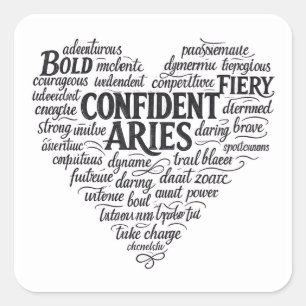 Calcomanía cuadrada del zodiaco de Aries   Nube de