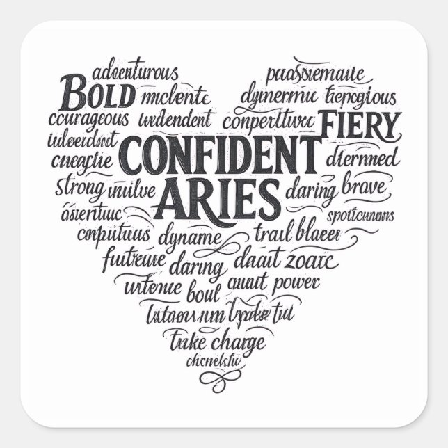 Calcomanía cuadrada del zodiaco de Aries | Nube de (Anverso)