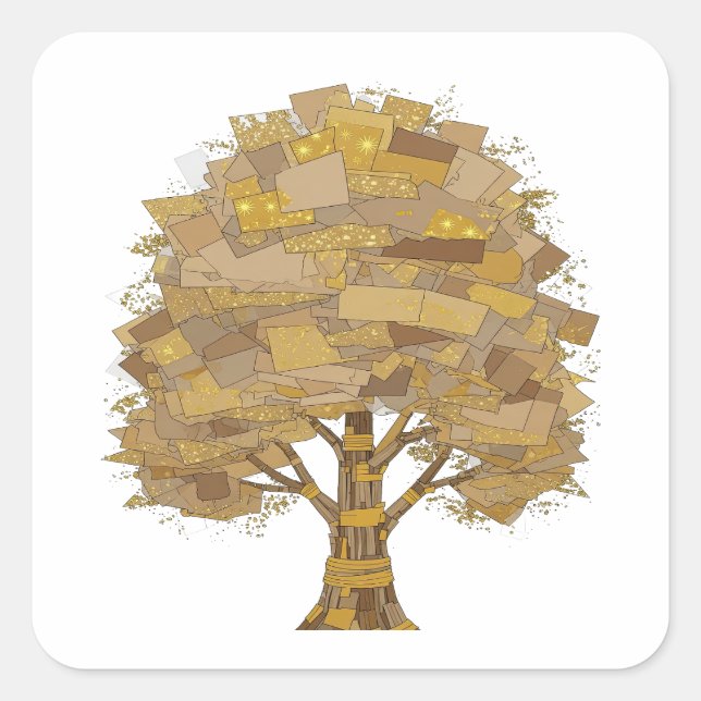 Calcomanía cuadrada gris ÁRBOL DEL CONOCIMIENTO (Anverso)