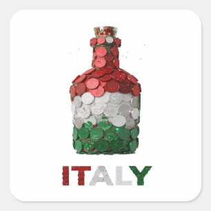 Calcomanía cuadrada ITALIA de plata personalizada