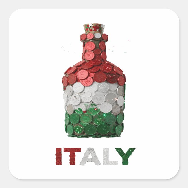 Calcomanía cuadrada ITALIA de plata personalizada (Anverso)