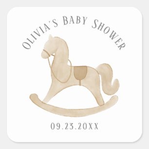 Calcomanía cuadrada para baby shower de Caballo Me