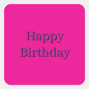 Calcomanía Cuadrada Rosa - Feliz Cumpleaños