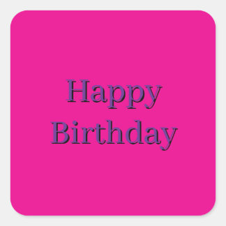 Calcomanía Cuadrada Rosa - Feliz Cumpleaños