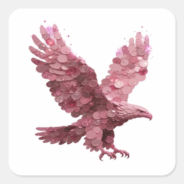 Calcomanía cuadrada rosa PINK EAGLE (Anverso)