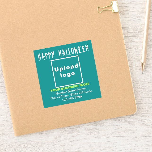Calcomanía cuadrada verde teal de Halloween para n (Cuaderno)