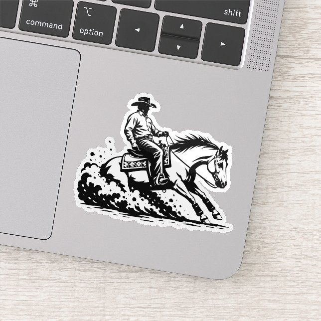 Calcomanía de acción de caballo de reining vaquero (Detalle)