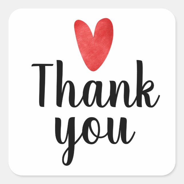 Calcomanía de agradecimiento - Corazón rojo simple (Anverso)