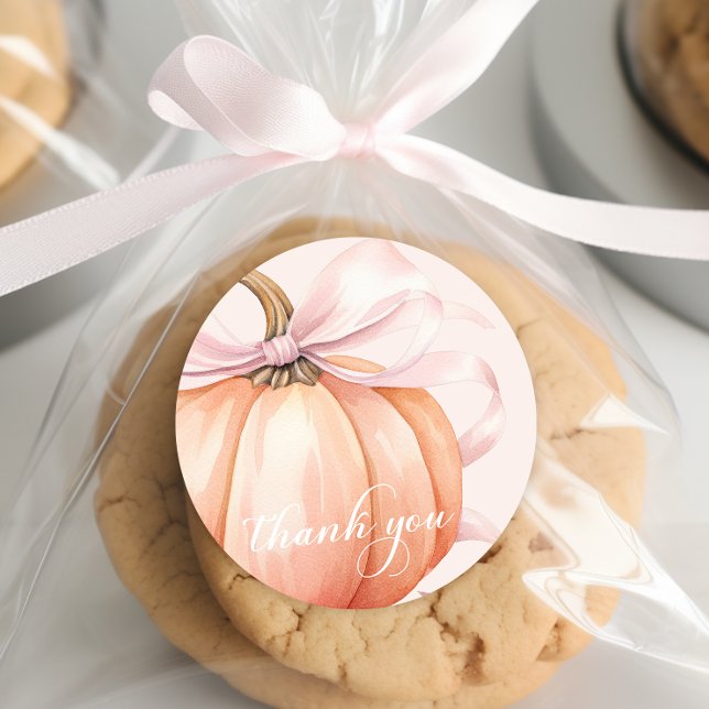 Calcomanía de agradecimiento de calabaza con lazo  (Subido por el creador)
