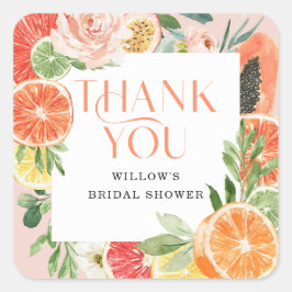 Calcomanía de agradecimiento de cítrico tropical