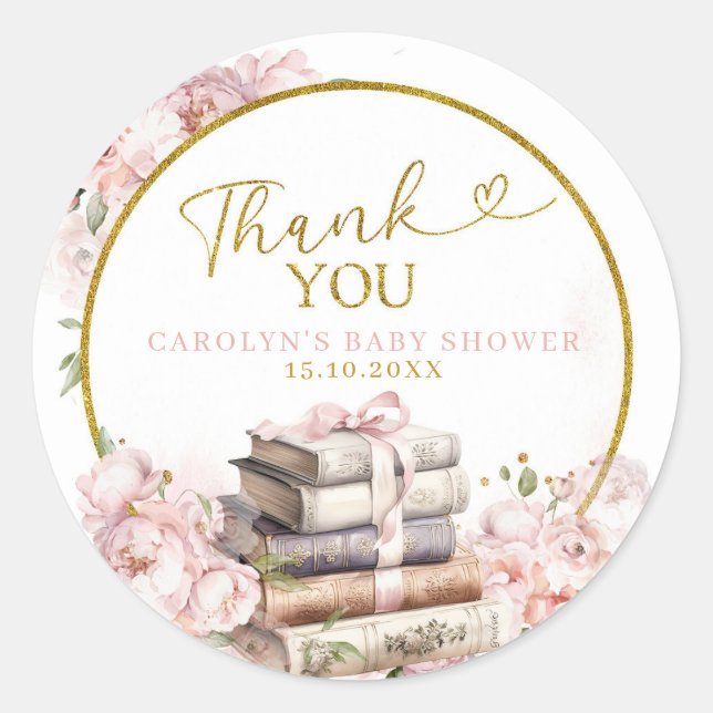 Calcomanía de agradecimiento para baby shower de c (Anverso)