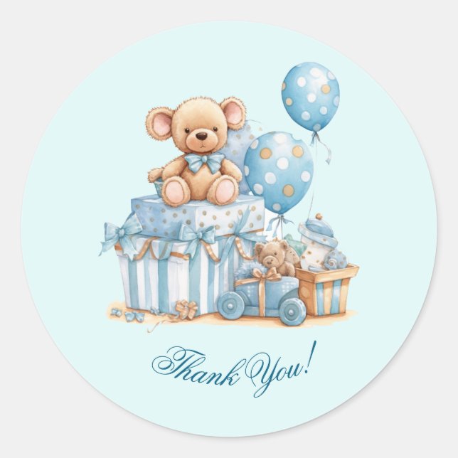 Calcomanía de agradecimiento para baby shower de o (Anverso)