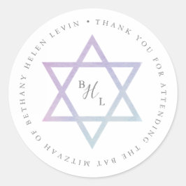 Calcomanía de agradecimiento para Bat Mitzvah con 