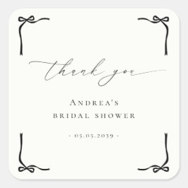 Calcomanía de agradecimiento para boda de lazo neg