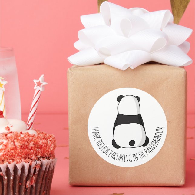 Calcomanía de agradecimiento para fiesta de pandas (Fiesta)