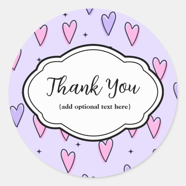Calcomanía de agradecimiento personalizable corazo (Anverso)
