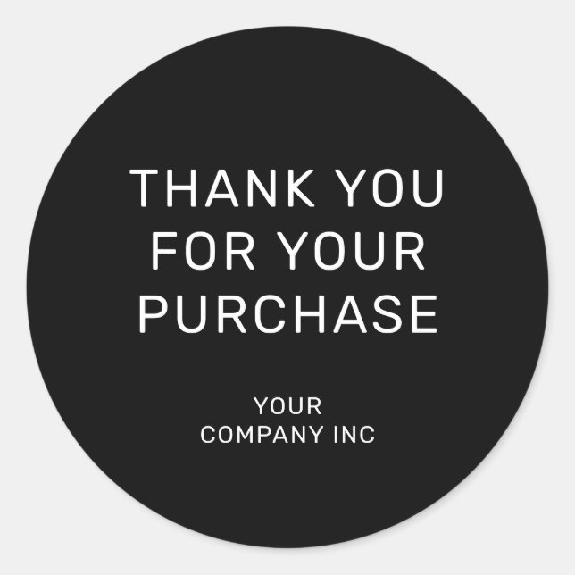 Calcomanía de agradecimiento por su compra en negr (Anverso)