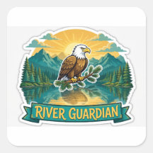 Calcomanía de águila calva guardiana del río