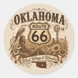 Calcomanía de Alas de Viento de la Ruta 66 de Okla