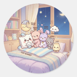Calcomanía de Amigos a la Hora de Dormir de la Lun
