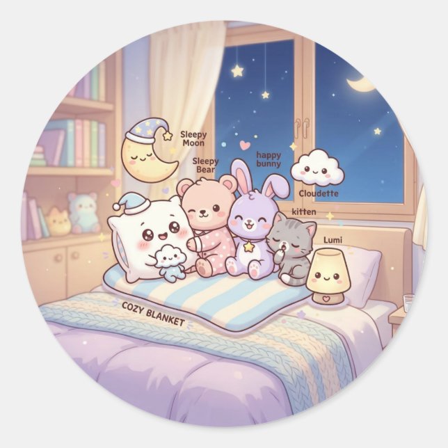 Calcomanía de Amigos a la Hora de Dormir de la Lun (Anverso)