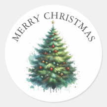 Calcomanía de árbol de Navidad con acuarela