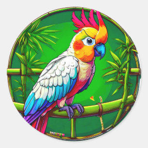 Calcomanía de arte de ave tropical loro colorido
