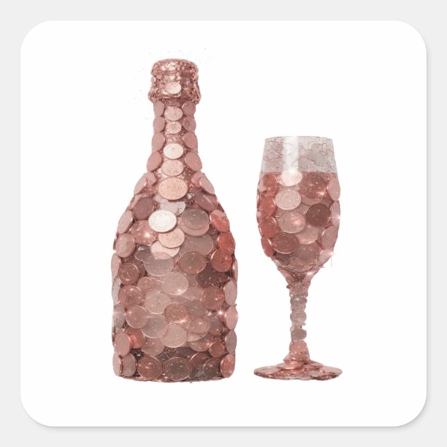 Calcomanía de arte de BOTELLA Y VASO de MONEDA de  (Anverso)