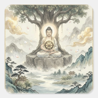 Calcomanía de arte de meditación de Gautam Buddh -