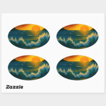 Calcomanía de arte de olas oceánicas Sunset Surf –