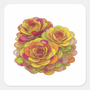 Calcomanía de arte de TRES ROSAS amarillas jugueto