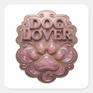 Calcomanía de arte dinámico DOG LOVER de oro