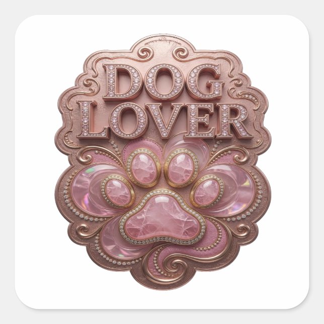Calcomanía de arte dinámico DOG LOVER de oro (Anverso)