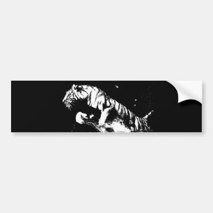 Calcomanía de arte pop de tigre en blanco y negro