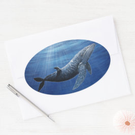 Calcomanía de ballena jorobada en el océano
