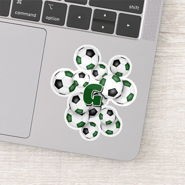 calcomanía de balones de fútbol negros verdes con  (Detalle)