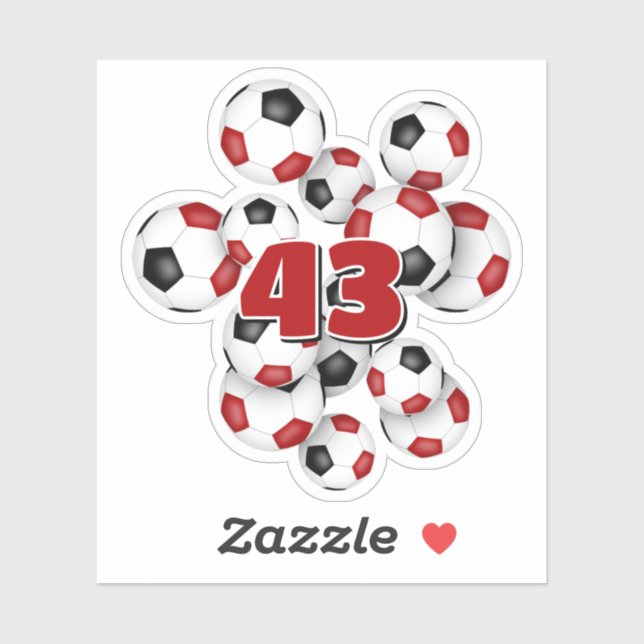 calcomanía de balones de fútbol rojos y negros con (Hoja)
