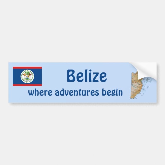 Calcomanía de bandera y mapa de Belice (Frente)