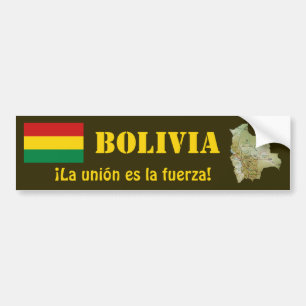 Calcomanía de bandera y mapa de Bolivia