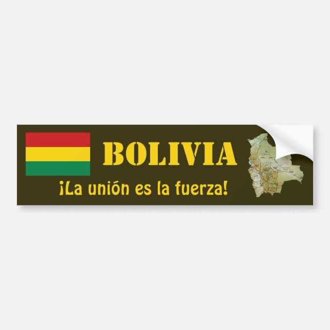 Calcomanía de bandera y mapa de Bolivia (Frente)