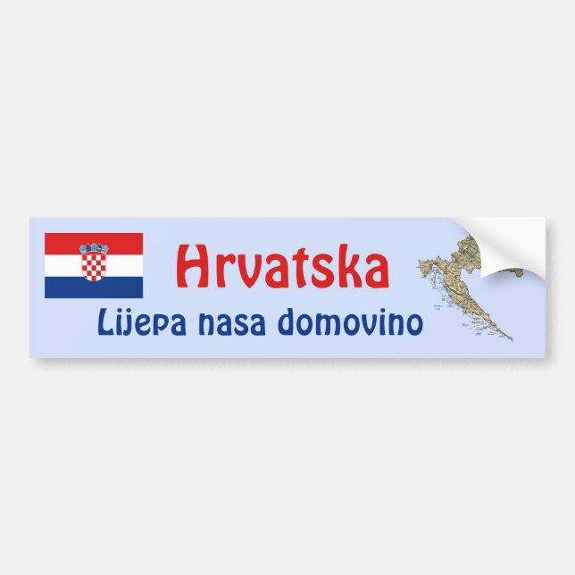 Calcomanía de bandera y mapa de Croacia (Frente)
