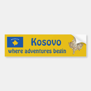 Calcomanía de bandera y mapa de Kosovo