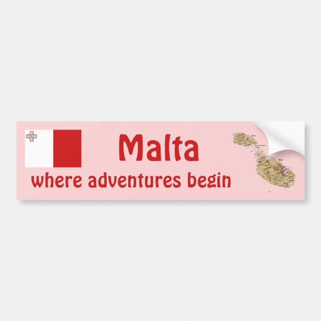 Calcomanía de bandera y mapa de Malta (Frente)