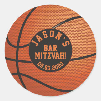 Calcomanía de Bar Mitzvah de Baloncesto Naranja Ne