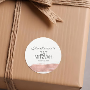 Calcomanía de Bat Mitzvah con pincelada de rosa do
