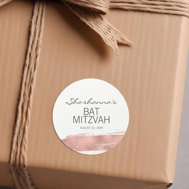 Calcomanía de Bat Mitzvah con pincelada de rosa do (Subido por el creador)