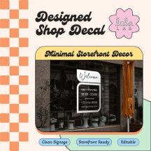 Calcomanía de bienvenida y horario para negocios b