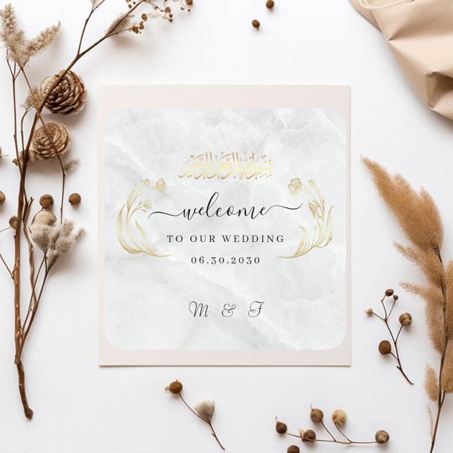 Calcomanía de Boda Cuadrada Bienvenidos a Nuestro  (Subido por el creador)