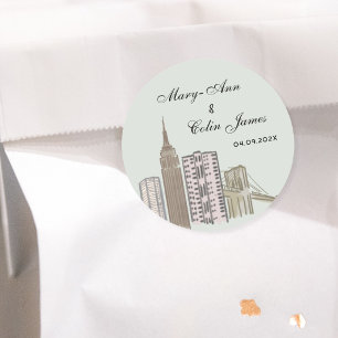 Calcomanía de boda de la silueta de la ciudad de N
